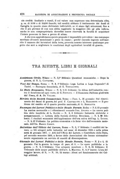 Rassegna di assicurazioni e previdenza sociale bollettino mensile della Cassa nazionale d'assicurazione per gli infortuni degli operai sul lavoro