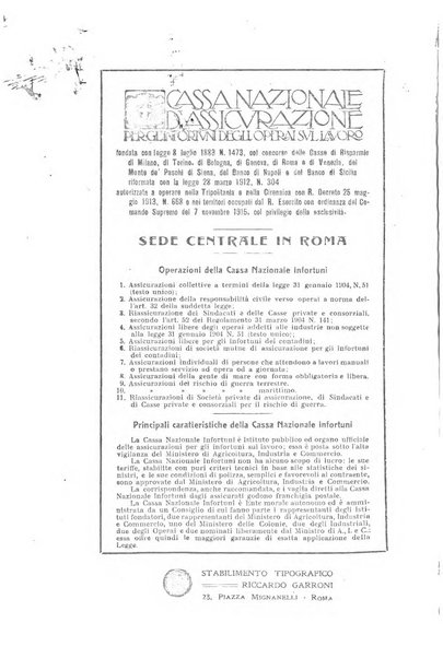 Rassegna di assicurazioni e previdenza sociale bollettino mensile della Cassa nazionale d'assicurazione per gli infortuni degli operai sul lavoro