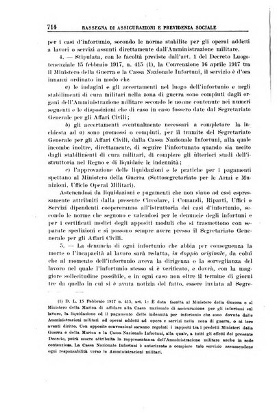 Rassegna di assicurazioni e previdenza sociale bollettino mensile della Cassa nazionale d'assicurazione per gli infortuni degli operai sul lavoro