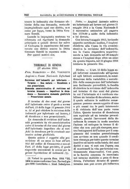 Rassegna di assicurazioni e previdenza sociale bollettino mensile della Cassa nazionale d'assicurazione per gli infortuni degli operai sul lavoro