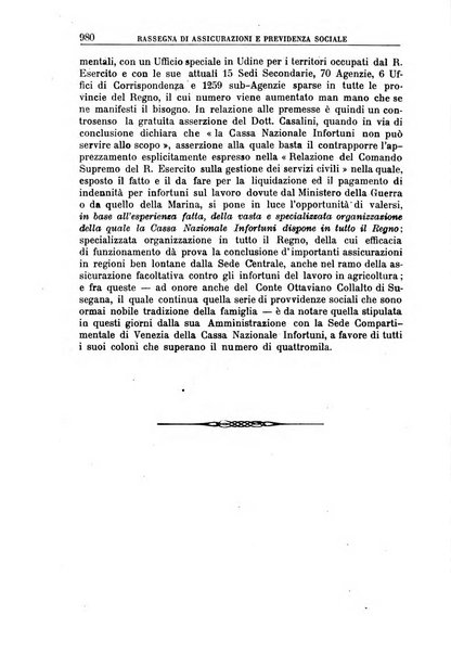 Rassegna di assicurazioni e previdenza sociale bollettino mensile della Cassa nazionale d'assicurazione per gli infortuni degli operai sul lavoro