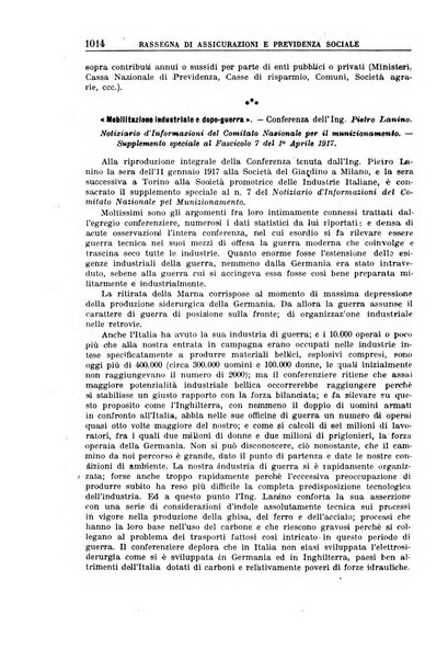 Rassegna di assicurazioni e previdenza sociale bollettino mensile della Cassa nazionale d'assicurazione per gli infortuni degli operai sul lavoro