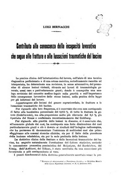 Rassegna di assicurazioni e previdenza sociale bollettino mensile della Cassa nazionale d'assicurazione per gli infortuni degli operai sul lavoro