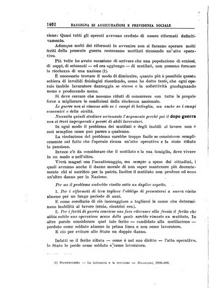 Rassegna di assicurazioni e previdenza sociale bollettino mensile della Cassa nazionale d'assicurazione per gli infortuni degli operai sul lavoro