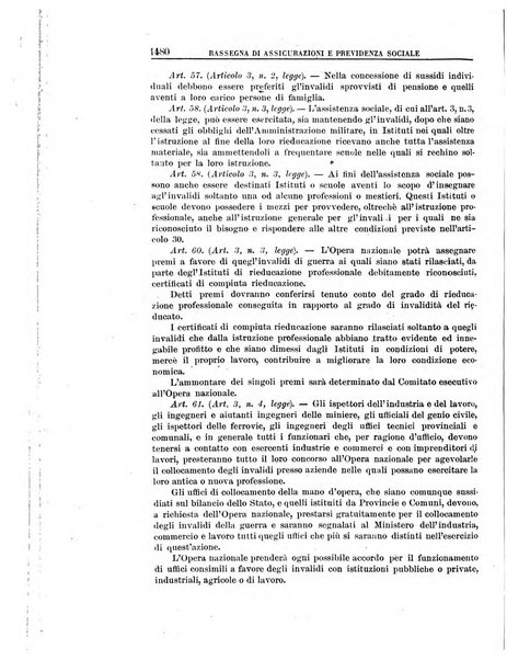 Rassegna di assicurazioni e previdenza sociale bollettino mensile della Cassa nazionale d'assicurazione per gli infortuni degli operai sul lavoro