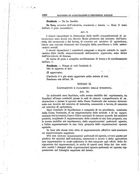 Rassegna di assicurazioni e previdenza sociale bollettino mensile della Cassa nazionale d'assicurazione per gli infortuni degli operai sul lavoro