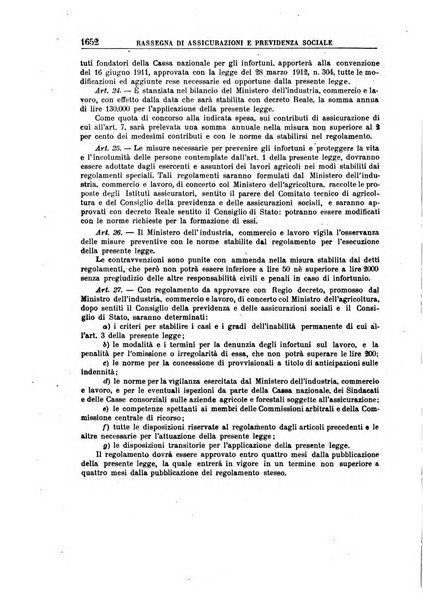 Rassegna di assicurazioni e previdenza sociale bollettino mensile della Cassa nazionale d'assicurazione per gli infortuni degli operai sul lavoro