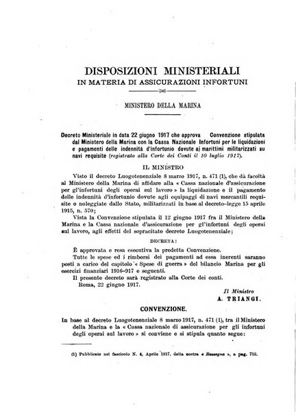 Rassegna di assicurazioni e previdenza sociale bollettino mensile della Cassa nazionale d'assicurazione per gli infortuni degli operai sul lavoro