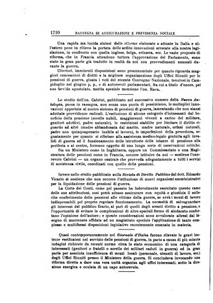 Rassegna di assicurazioni e previdenza sociale bollettino mensile della Cassa nazionale d'assicurazione per gli infortuni degli operai sul lavoro