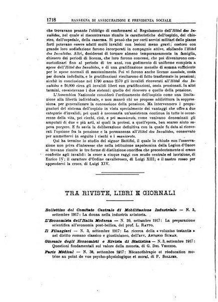 Rassegna di assicurazioni e previdenza sociale bollettino mensile della Cassa nazionale d'assicurazione per gli infortuni degli operai sul lavoro