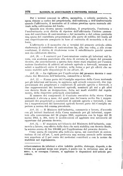 Rassegna di assicurazioni e previdenza sociale bollettino mensile della Cassa nazionale d'assicurazione per gli infortuni degli operai sul lavoro