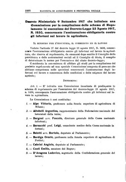 Rassegna di assicurazioni e previdenza sociale bollettino mensile della Cassa nazionale d'assicurazione per gli infortuni degli operai sul lavoro