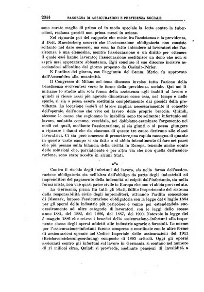 Rassegna di assicurazioni e previdenza sociale bollettino mensile della Cassa nazionale d'assicurazione per gli infortuni degli operai sul lavoro