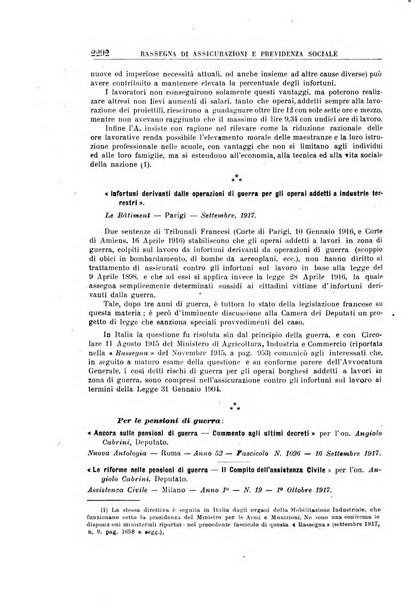 Rassegna di assicurazioni e previdenza sociale bollettino mensile della Cassa nazionale d'assicurazione per gli infortuni degli operai sul lavoro