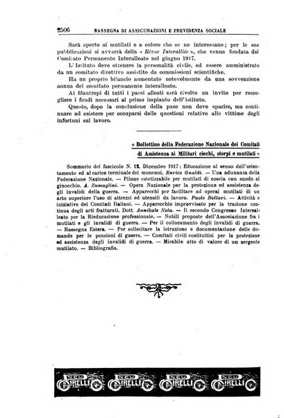 Rassegna di assicurazioni e previdenza sociale bollettino mensile della Cassa nazionale d'assicurazione per gli infortuni degli operai sul lavoro