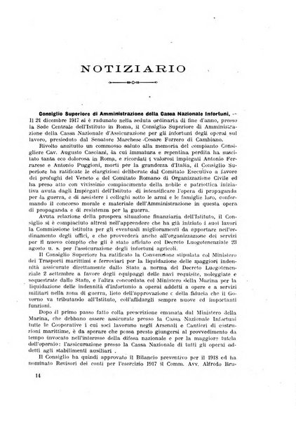 Rassegna di assicurazioni e previdenza sociale bollettino mensile della Cassa nazionale d'assicurazione per gli infortuni degli operai sul lavoro