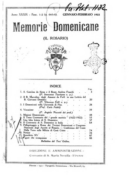 Memorie domenicane rivista di religione, storia, arte