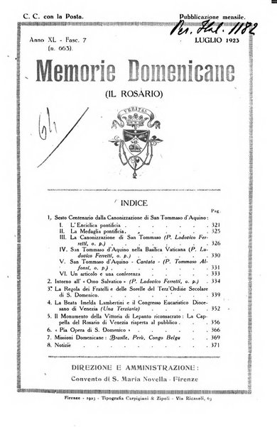 Memorie domenicane rivista di religione, storia, arte