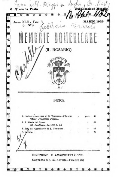 Memorie domenicane rivista di religione, storia, arte