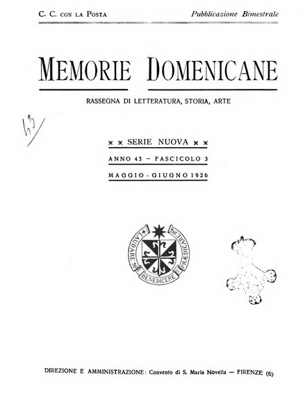 Memorie domenicane rivista di religione, storia, arte