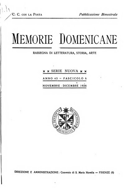 Memorie domenicane rivista di religione, storia, arte