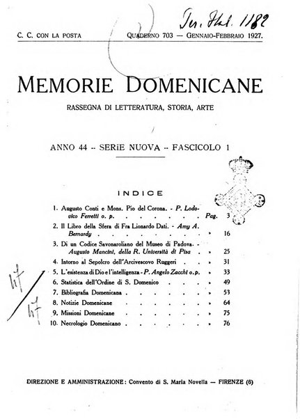 Memorie domenicane rivista di religione, storia, arte