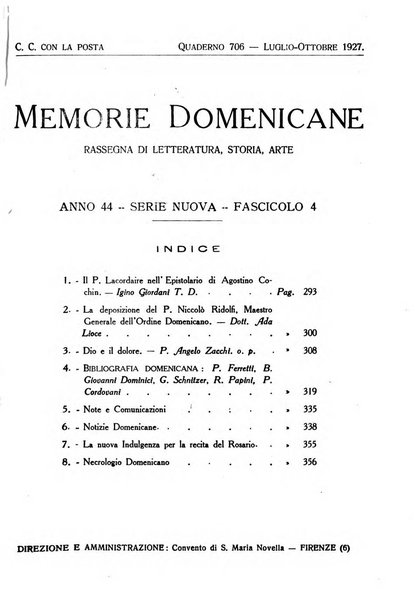 Memorie domenicane rivista di religione, storia, arte