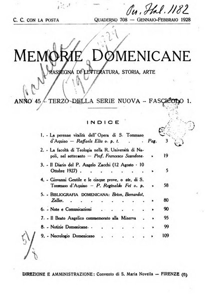 Memorie domenicane rivista di religione, storia, arte