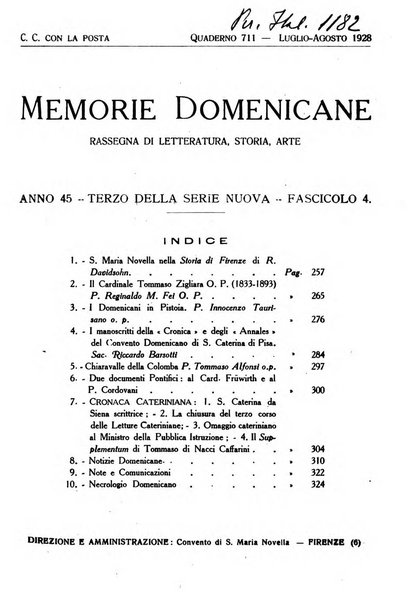 Memorie domenicane rivista di religione, storia, arte