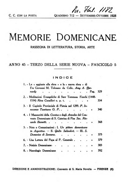 Memorie domenicane rivista di religione, storia, arte