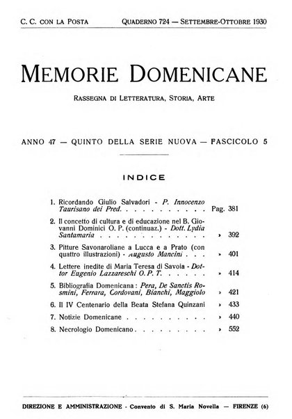 Memorie domenicane rivista di religione, storia, arte