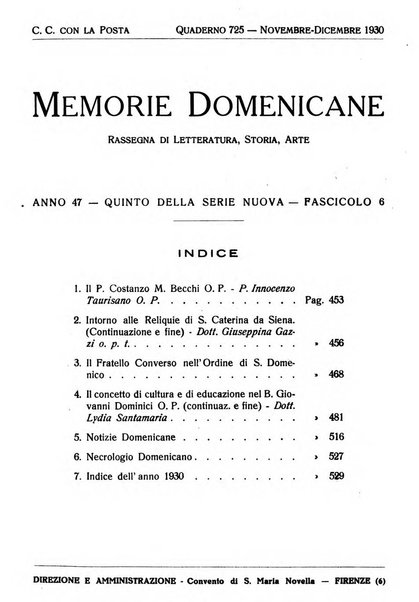 Memorie domenicane rivista di religione, storia, arte