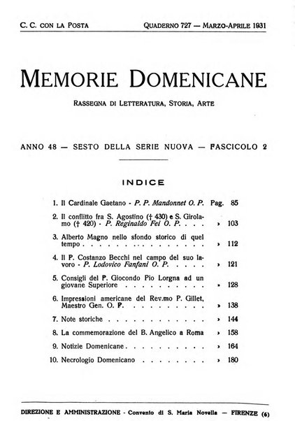 Memorie domenicane rivista di religione, storia, arte