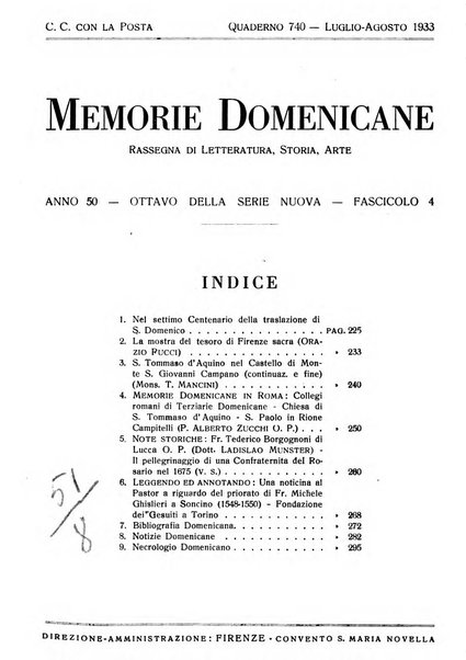 Memorie domenicane rivista di religione, storia, arte