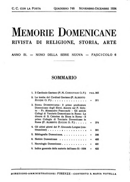 Memorie domenicane rivista di religione, storia, arte