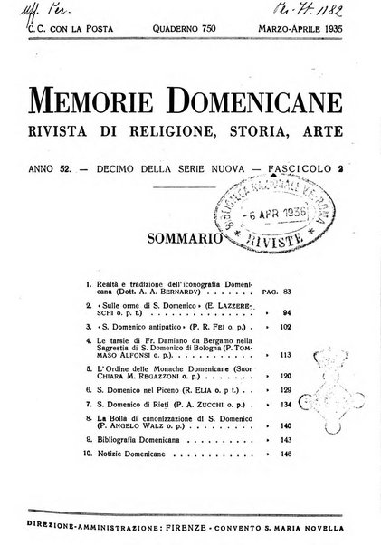 Memorie domenicane rivista di religione, storia, arte