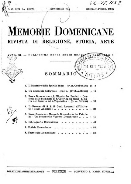 Memorie domenicane rivista di religione, storia, arte