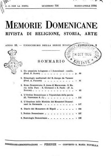 Memorie domenicane rivista di religione, storia, arte