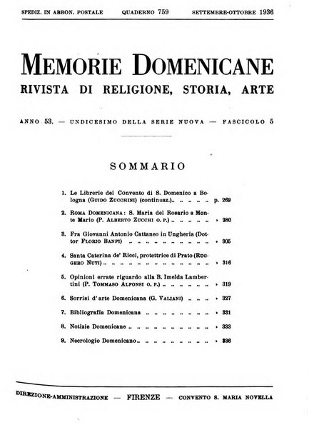 Memorie domenicane rivista di religione, storia, arte