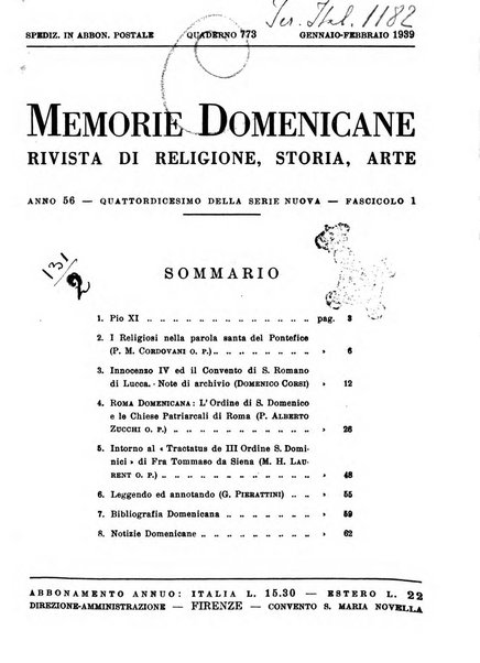 Memorie domenicane rivista di religione, storia, arte