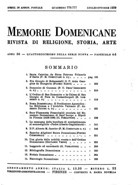 Memorie domenicane rivista di religione, storia, arte