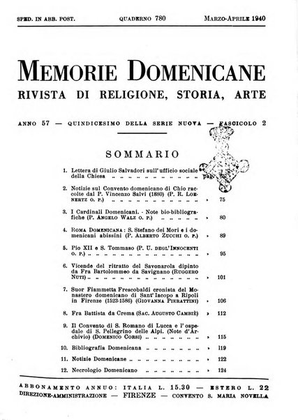 Memorie domenicane rivista di religione, storia, arte