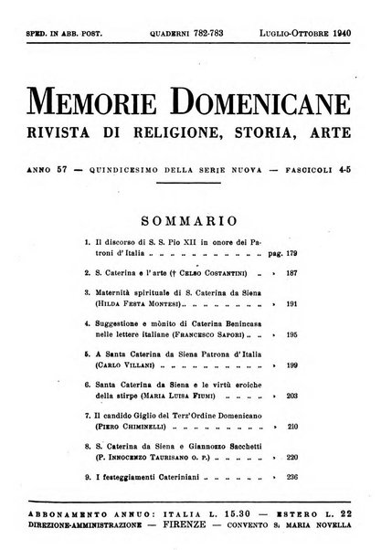 Memorie domenicane rivista di religione, storia, arte