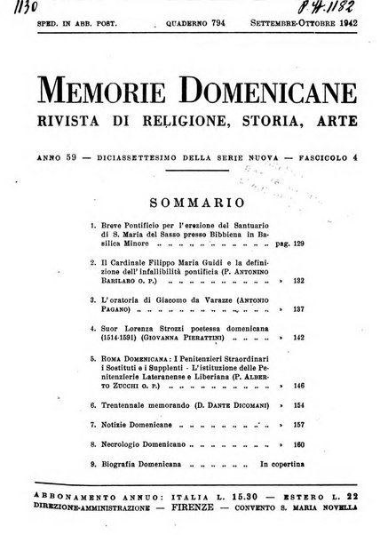 Memorie domenicane rivista di religione, storia, arte