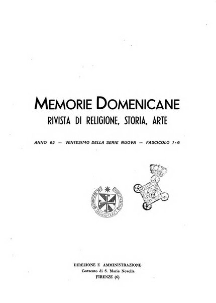 Memorie domenicane rivista di religione, storia, arte