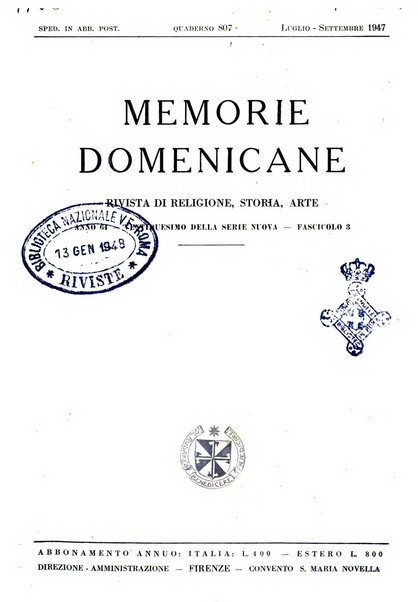 Memorie domenicane rivista di religione, storia, arte