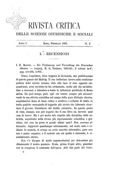 Rivista critica delle scienze giuridiche e sociali