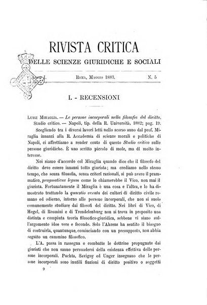 Rivista critica delle scienze giuridiche e sociali