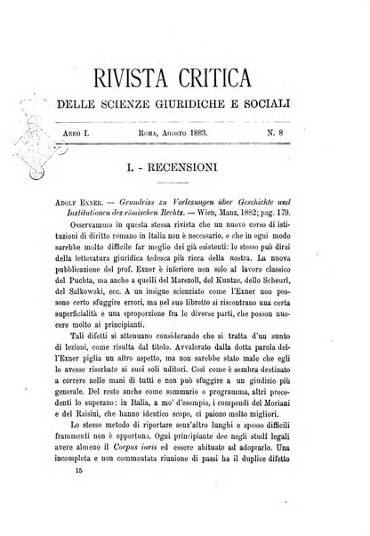 Rivista critica delle scienze giuridiche e sociali