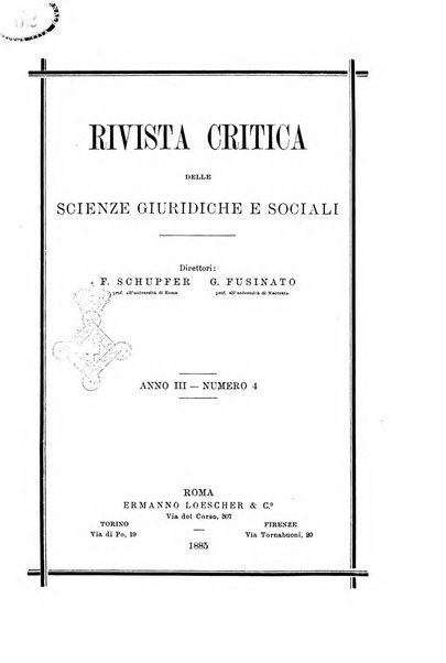 Rivista critica delle scienze giuridiche e sociali